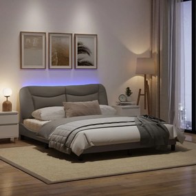Πλαίσιο Κρεβατιού με LED Taupe 160x200 εκ. Υφασμάτινο - Μπεζ-Γκρι