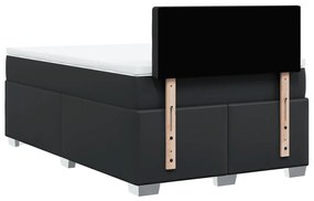 vidaXL Κρεβάτι Boxspring με Στρώμα Μαύρο 120 x 200 εκ. Συνθετικό Δέρμα