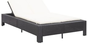 vidaXL Ξαπλώστρα 2 Ατόμων Μαύρη από Συνθετικό Ρατάν με Μαξιλάρι