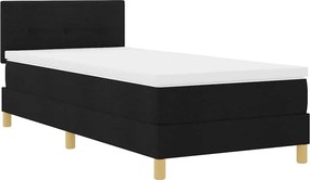 vidaXL LED Κρεβάτι με βάθρο με κεφαλάρι Μαύρο 100 x 200 cm ύφασμα