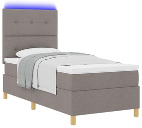 vidaXL Κρεβάτι Box Spring με Στρώμα & LED Ταπές 90x190 εκ Υφάσματος