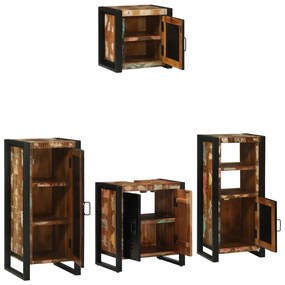 vidaXL Σετ Επίπλων Μπάνιου 4 pcs Πολύχρωμο Στερεό ανακτημένο ξύλο