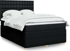 vidaXL Κρεβάτι Boxspring με Στρώμα Μαύρο 140x200 εκ. Υφασμάτινο