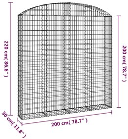 vidaXL Συρματοκιβώτιο Τοξωτό 200x30x200/220εκ. από Γαλβανισμένο Χάλυβα
