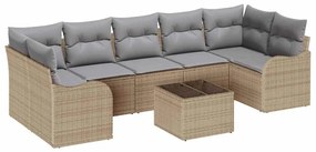 vidaXL Σετ Καναπέ Κήπου 8 pcs Μπεζ 55 x 55 x 37 εκ Πολυ ράταν