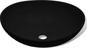 vidaXL Νιπτήρας Οβάλ Μαύρος 40 x 33 εκ. Κεραμικός