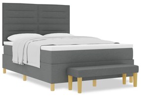 vidaXL Κρεβάτι με Μπαούλο και Στρώμα Γκρι 160x200 εκ. Ύφασμα