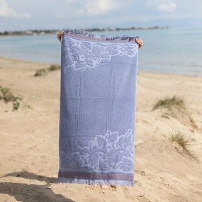 Πετσέτα Θαλάσσης Herringbonne Blue White Fabric Θαλάσσης 80x160cm 100% Βαμβάκι