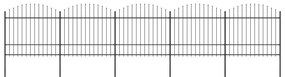 vidaXL Κάγκελα Περίφραξης με Λόγχες Μαύρα (1,5-1,75) x 8,5 μ. Ατσάλινα