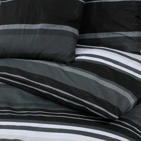 vidaXL 2 τεμ. 200 x 200 cm + 60 x 70 cm 100% Cotton Black Stripes