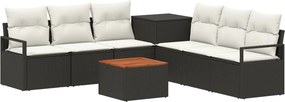 vidaXL Σετ Καναπέ 8 τμχ. Μαύρο και Κρεμ Λευκό 55 x 55 x 37 εκ