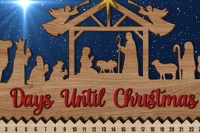 Σετ των 2 Intra απο ξύλο plywood 3mm-4mm πάχος Απο αντίστροφη μέτρηση Χριστουγέννων Δίασταση 15x15 cm INTRAFABR-102280343