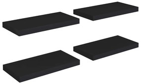vidaXL Ράφια Τοίχου 4 τεμ. Μαύρα 50x23x3,8 εκ. MDF