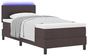 vidaXL Κρεβάτι με ελατήρια & Στρώμα & Φως LED Σκούρο Καφέ 80x200 εκ Ύφασμα
