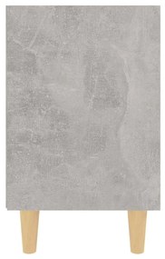 Κομοδίνο Γκρι Σκυροδέματος 40 x 30 x 50 εκ. Μασίφ Ξύλινα Πόδια - Γκρι