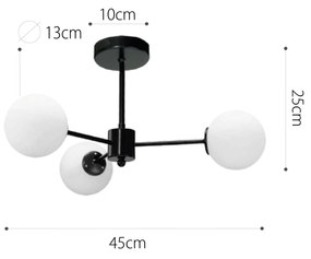InLight Κρεμαστό φωτιστικό από μαύρο μέταλλο και λευκή οπαλίνα 3XG9 D:45cm (5016-3)