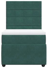 vidaXL Κρεβάτι Boxspring με Στρώμα Σκούρο Πράσινο 80x200 εκ. Βελούδινο