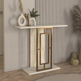 Κονσόλα Alderas Megapap χρώμα λευκό - travertine - χρυσό 90x29,6x76,8εκ.-GP042-0316,1