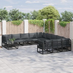 vidaXL Σετ Καναπέ Κήπου 12 pcs Μαύρο 70 x 70 x 32 εκ Αλουμίνιο