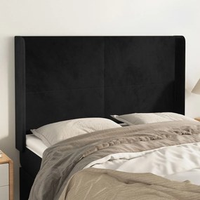 Κεφαλάρι με Πτερύγια Μαύρο 147x16x118/128 εκ. Βελούδινο - Μαύρο