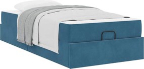 vidaXL Σκελετός κρεβατιού με στρώμα 2 pcs Μπλε Βελούδο