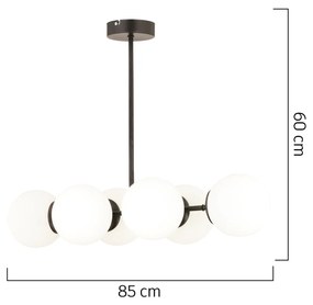 Φωτιστικό Κρεμαστό CEPHEUS Μαύρο/Λευκό Μέταλλο/Γυαλί 85x60cm