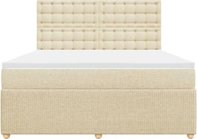 vidaXL Κρεβάτι Boxspring με Στρώμα Κρεμ 180x200 εκ. Υφασμάτινο