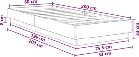 vidaXL Κρεβάτι δαπέδου Λευκό 80 x 200 cm Επεξεργασμένο Ξύλο