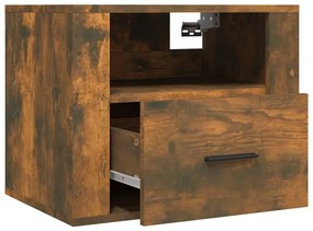 vidaXL Κομοδίνα Επιτοίχια 2 τεμ. Καπνιστή Δρυς 50x36x40 εκ.