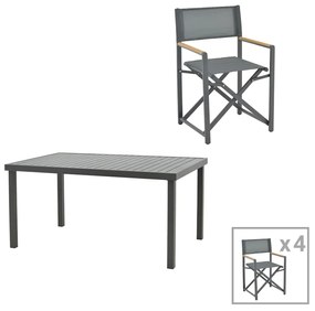 Intrahome Τραπεζαρία Mabu-Kliton A σετ 5τεμ Intrahome αλουμινίου σε ανθρακί απόχρωση 150x80x74εκ | SKU: INTRAPA-311111980
