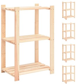 vidaXL Ραφιέρες 3 Επιπέδων 5 τεμ 150 κ. 60x38x90 εκ. Μασίφ Ξύλο Πεύκου