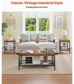 VEVOR 3 Pieces Living Room Table Sets 41.3 in Coffee Table with 2 End Tables