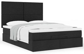 vidaXL Οθωμανικό κρεβάτι με στρώμα Μαύρο 140x200cm Ύφασμα