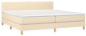 vidaXL Κρεβάτι Boxspring με Στρώμα Κρεμ 200x200 εκ. Υφασμάτινο