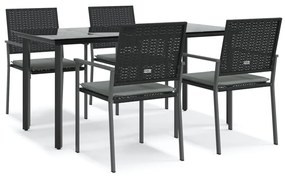 vidaXL Σετ Τραπεζαρίας Κήπου 5 τεμ. Συνθ. Ρατάν / Ατσάλι με Μαξιλάρια