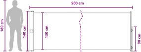 vidaXL Ανακλινόμενος Πλευρικός Απλώστρα 140 x 500 cm Πολυεστέρας