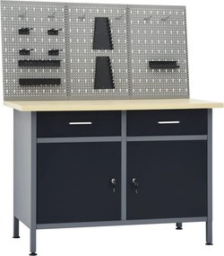 vidaXL Πάγκος Εργασίας με Τρία Πάνελ Τοίχου