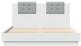 vidaXL Πλαίσιο Κρεβατιού με Κεφαλάρι Λευκό 140x200 εκ. Επεξ. Ξύλο