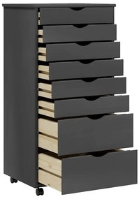 vidaXL Ντουλάπι Κυλιόμενο με Συρτάρια MOSS Γκρι από Μασίφ Ξύλο Πεύκου