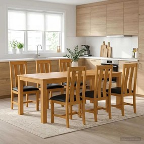 vidaXL Σετ τραπεζαρίας 7 τμχ. Μαύρο 200 x 100 x 75 cm