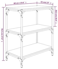 Βιβλιοθήκη Καπνιστή Δρυς 60 x 33 x 70,5 εκ. Επεξ. Ξύλο &amp; Ατσάλι - Καφέ