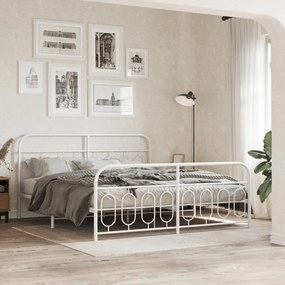 vidaXL Πλαίσιο Κρεβατιού με Κεφαλάρι&amp;Ποδαρικό Λευκό 193x203εκ. Μέταλλο