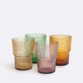 Σετ 4 ριγέ ποτήρια νερού σε πολλά χρώματα, ASTRI