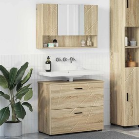 vidaXL Σετ Επίπλων Μπάνιου με ράφι 2 pcs Sonoma Δρυς 76,5 x 35 x 64 εκ