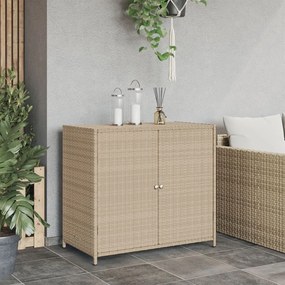 vidaXL Ντουλάπι Αποθήκευσης Κήπου Beige 83x45x76 εκ. Συνθετικό Ρατάν