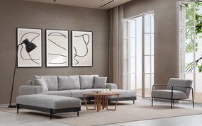 Corner Sofa Eti Black Right - Grey Grey