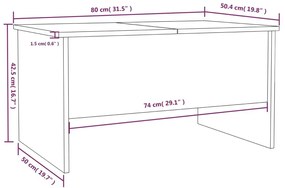 Τραπεζάκι Σαλονιού Γυαλ. Λευκό 80x50x42,5 εκ. Επεξεργ. Ξύλο - Λευκό