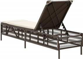 vidaXL Ξαπλώστρα Καφέ από Συνθετικό Ρατάν με Μαξιλάρια