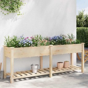 vidaXL Γλάστρα Κήπου Μπεζ 203.5 x 53 x 76.5 εκ Στερεό ξύλο έλατου