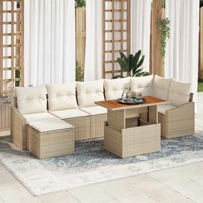 vidaXL Σετ Καναπέ Κήπου με αποθήκευση 8 pcs Μπεζ Πολυ ράταν